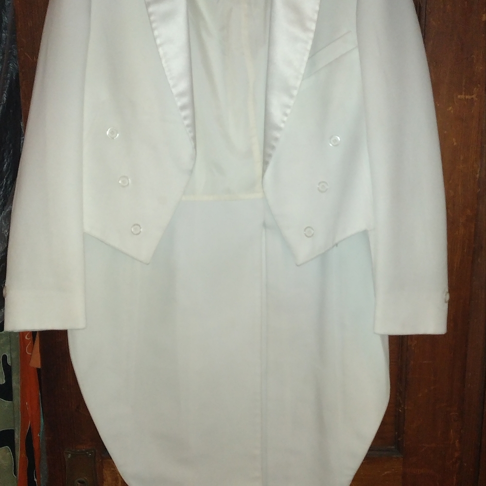 White vintage men's small tuxedo tails